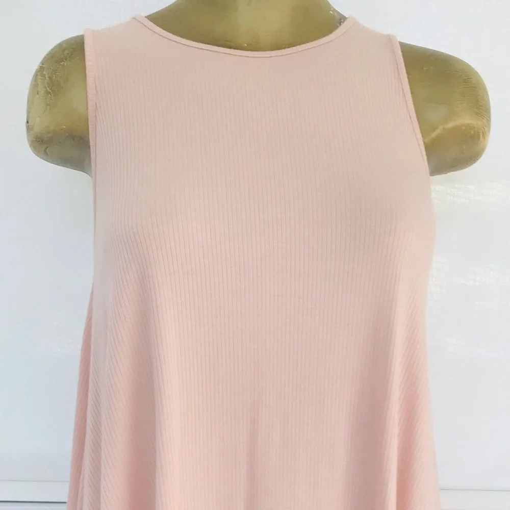 CHAMPAGNE Stretch Ribbed Knit SWING DRESS Medium - Picture 7 of 9